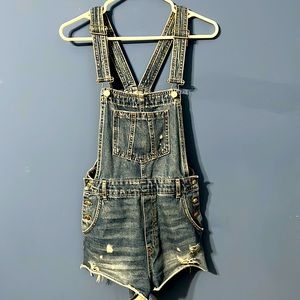 Denim overalls, worn once